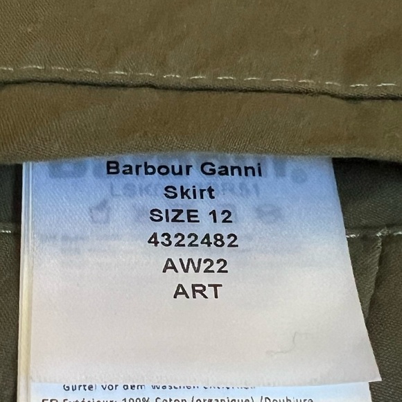 Barbour x GANNI Khaki Mini Skirt NWT SIze US 8 - Picture 7 of 9